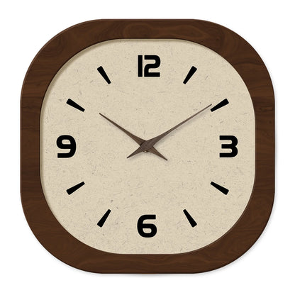 French-Style Retro Cream Crystal Porcelain Square-Shaped Simple Pattern Wooden Wall Clock for