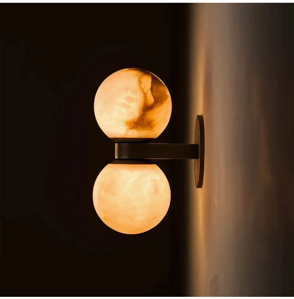 Marble Ball LED Wall Light Copper Bedside Bedroom Sconce