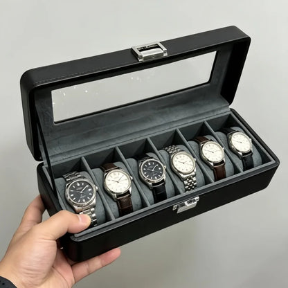 Slot Lockable Leather Watch Box Set Men Display Organizer Bracelet Storage