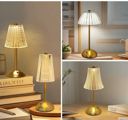 Crystal LED Table Lamp Touch Sensor Rechargeable Night Light Bedroom Bedside Bar Hotel Decor
