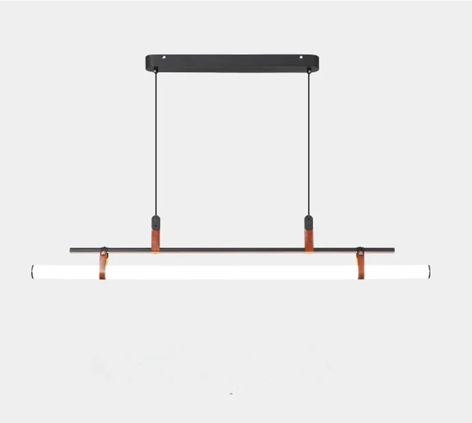 Linear LED Pendant Light Leather Dining Kitchen Island Lamp