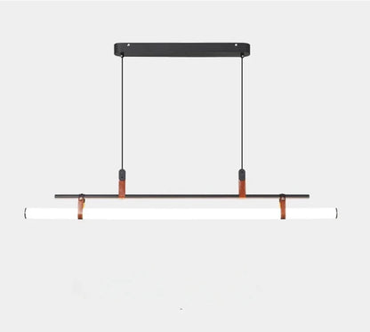 Linear LED Pendant Light Leather Dining Kitchen Island Lamp