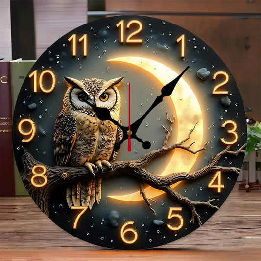 Moonlight Wooden Round Wall Clock