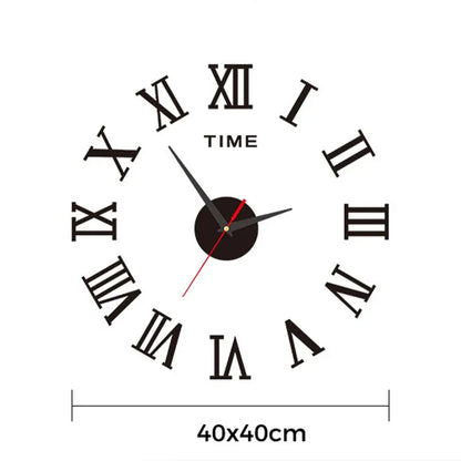 3D Acrylic Mirror Wall Clock Self-Adhesive DIY Large Round Layout Choice of Finishes