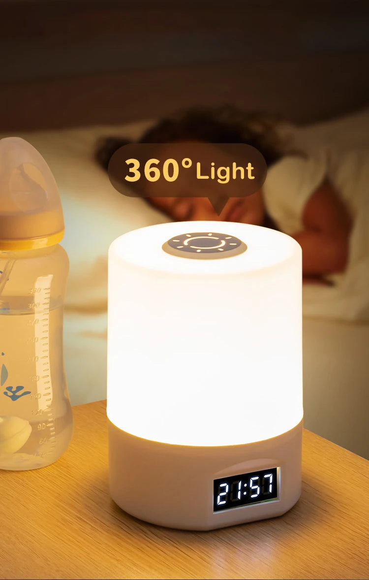 LED Desk Lamp with Clock – USB Rechargeable Touch Dimmer Bedside