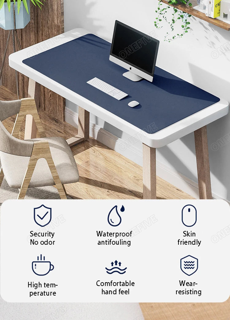 Two-Tone PU Leather Desk Mat – Large Waterproof Mouse Pad