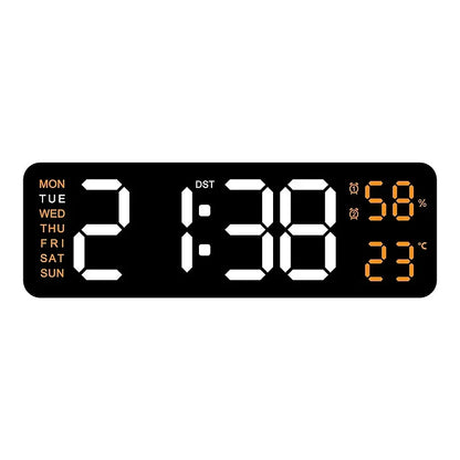 9" LED Digital Wall and Alarm Clock Temp and Humidity Display Auto Dimmer USB Powered