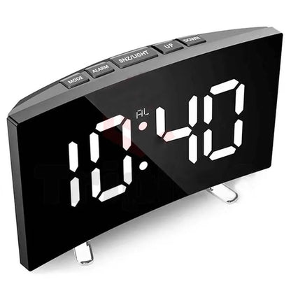 LED Mirror Digital Alarm Clock Large Display Silent Design Compact Bedside Size Home Decor