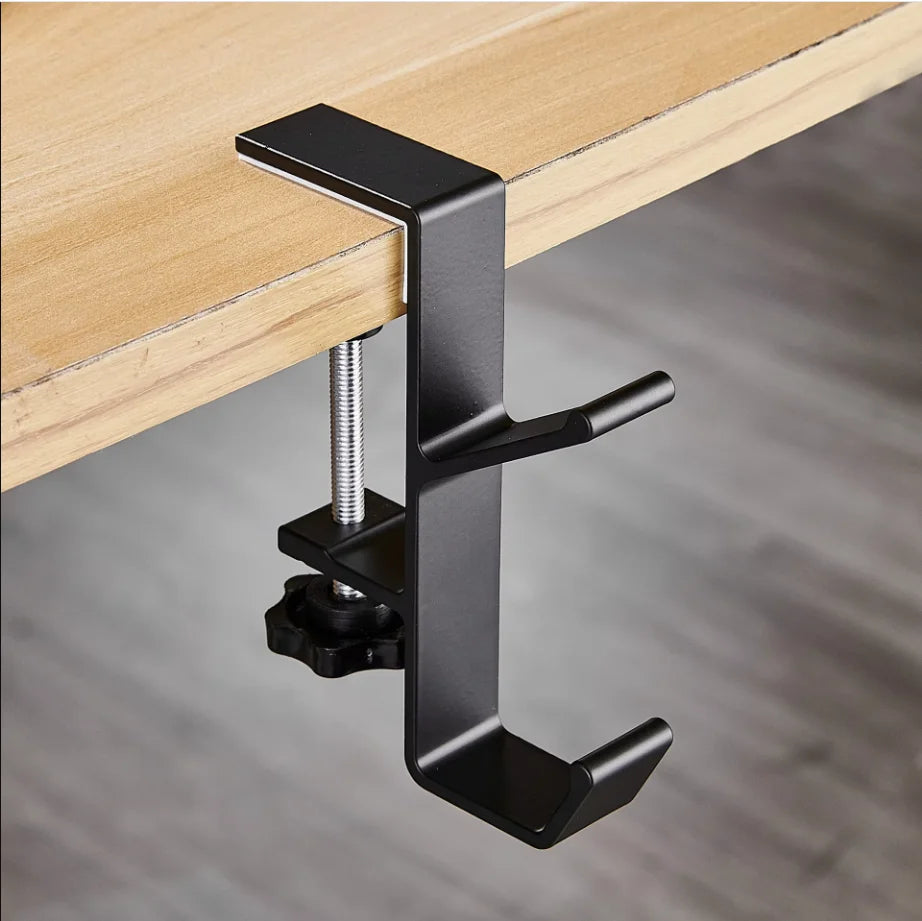 Punch-Free Desk Hook Under-Desk Bag Hanger Aluminium Portable
