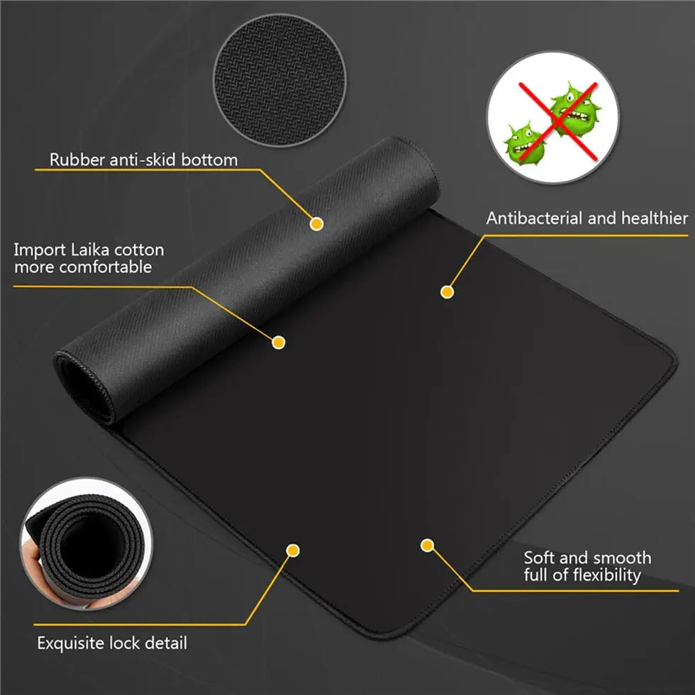 XXL Black Desk Mat – Extended Non-Slip Mouse Pad for Gaming & Office