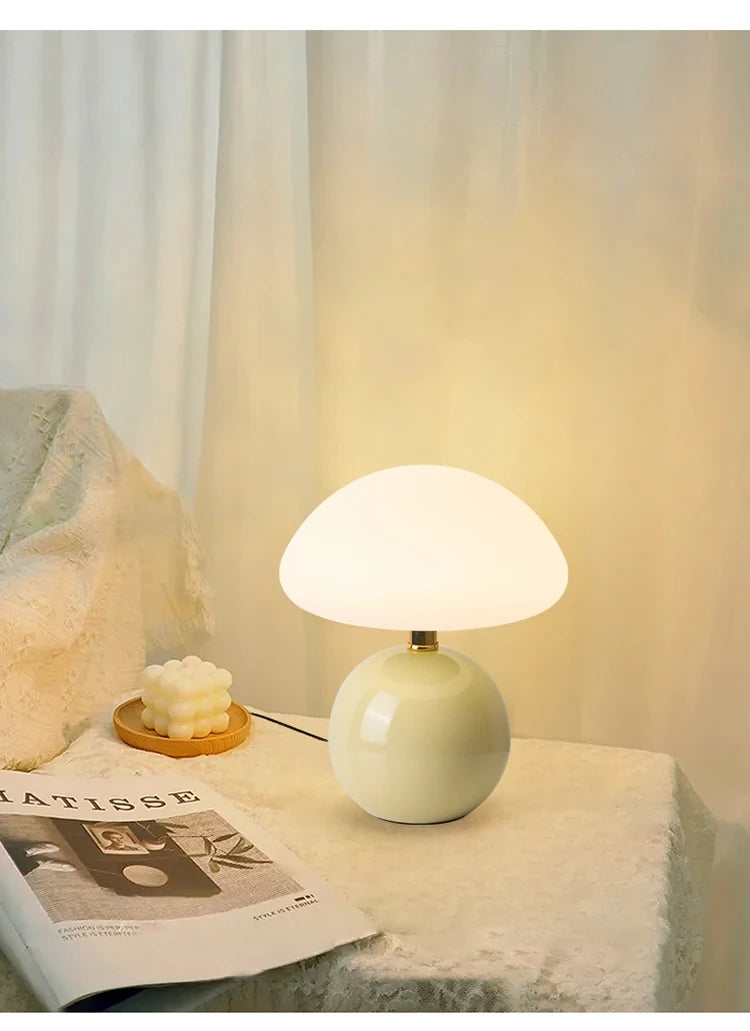 Ceramic Mushroom Table Lamp Bedside Bedroom Nightstand