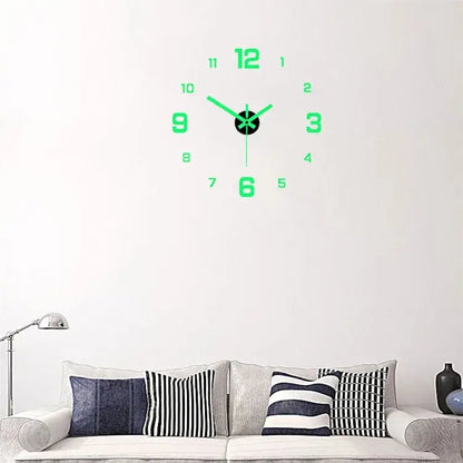 Luminous Digital Wall Sticker Clock Punch-Free Setup DIY European Style Silent Movement Acrylic