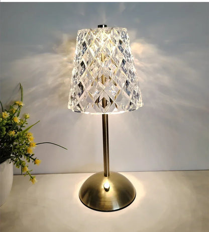 Crystal LED Table Lamp Touch Sensor Rechargeable Night Light Bedroom Bedside Bar Hotel Decor