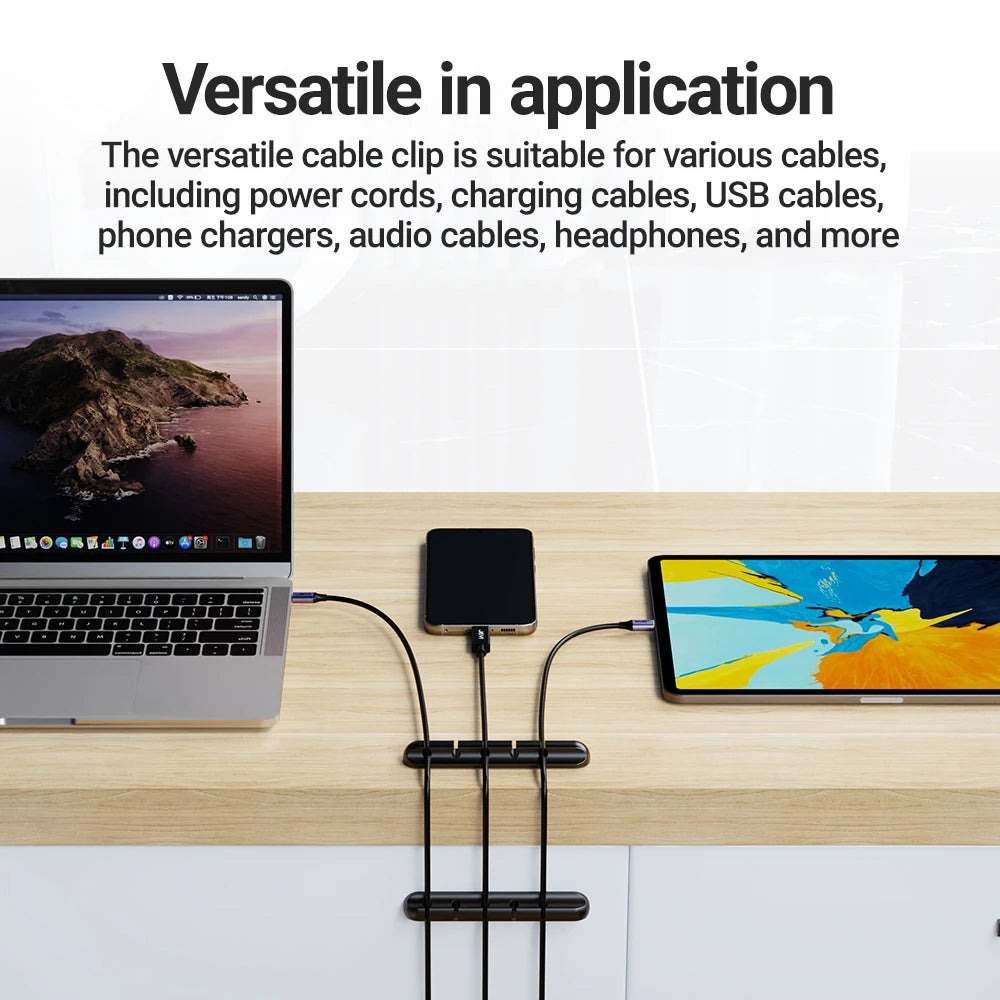 Cable Management Clips – Desk Cord Organiser for USB Cables