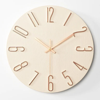 12 inch Minimalist Wall Clock 4mm 3D Numbers Silent Sweep Movement Perfect For Living Room Bedroom