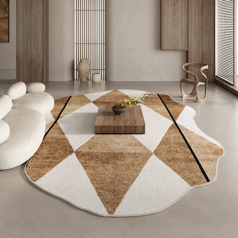 American Retro Brown Plush Area Rug Living Room