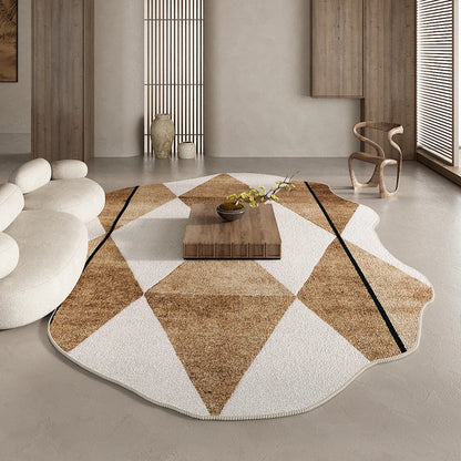 American Retro Brown Plush Area Rug Living Room
