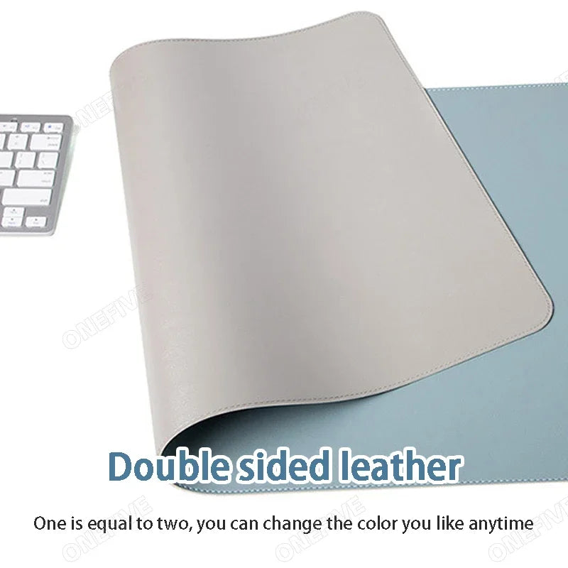 Two-Tone PU Leather Desk Mat – Large Waterproof Mouse Pad