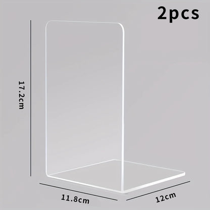 Transparent Acrylic Bookends L-Shaped Desktop Book Organizer Clear Black White 2 4 8 Pack Office