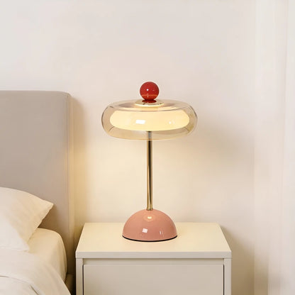 New Modern Table Lamp for Bedroom Retro Cream Style Mushroom Design Rechargeable Desk Bedside