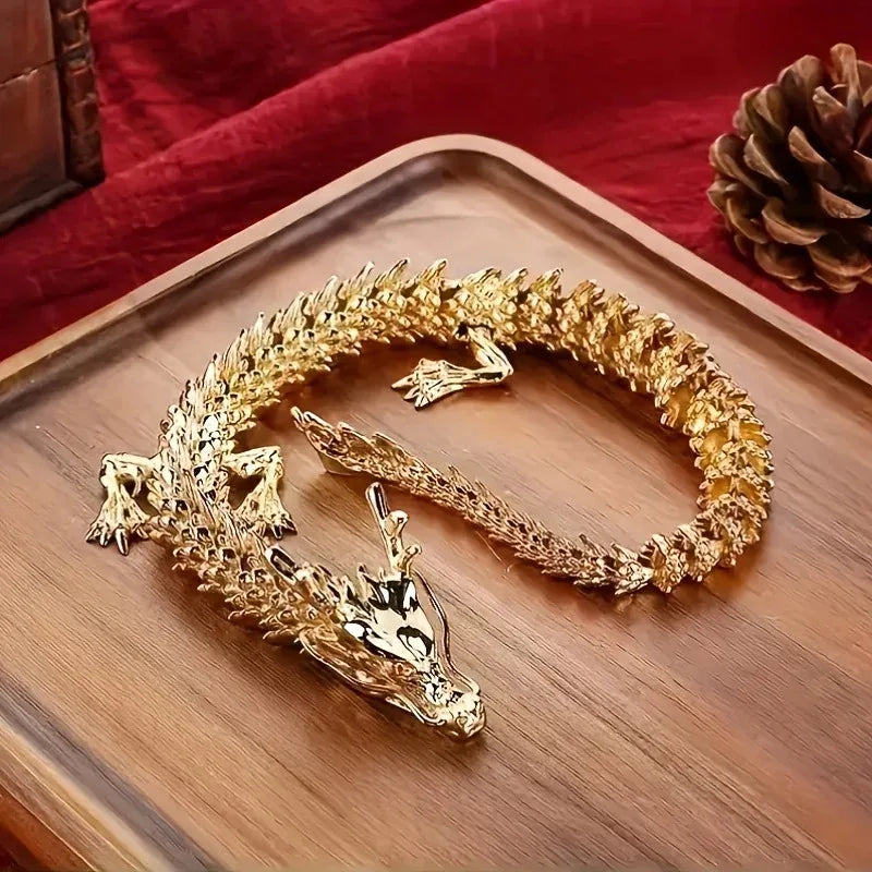 Golden Dragon Statue with Movable Limbs