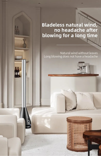 Bladeless Tower Fan 97cm Quiet Pedestal Fan with Remote & Timer Black or White