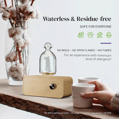 Wireless Nebulizing Essential Oil Diffuser Aromatherapy Home Decor Waterless Wood Glass Portable