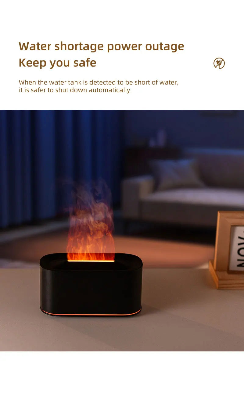 Flame Essential Oil Diffuser – LED Aromatherapy Humidifier