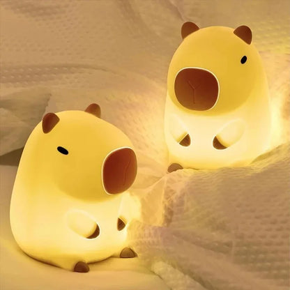 Capybara Silicone LED Night Light Bedroom Lighting Cute Decor Kids Gifts Soft Body