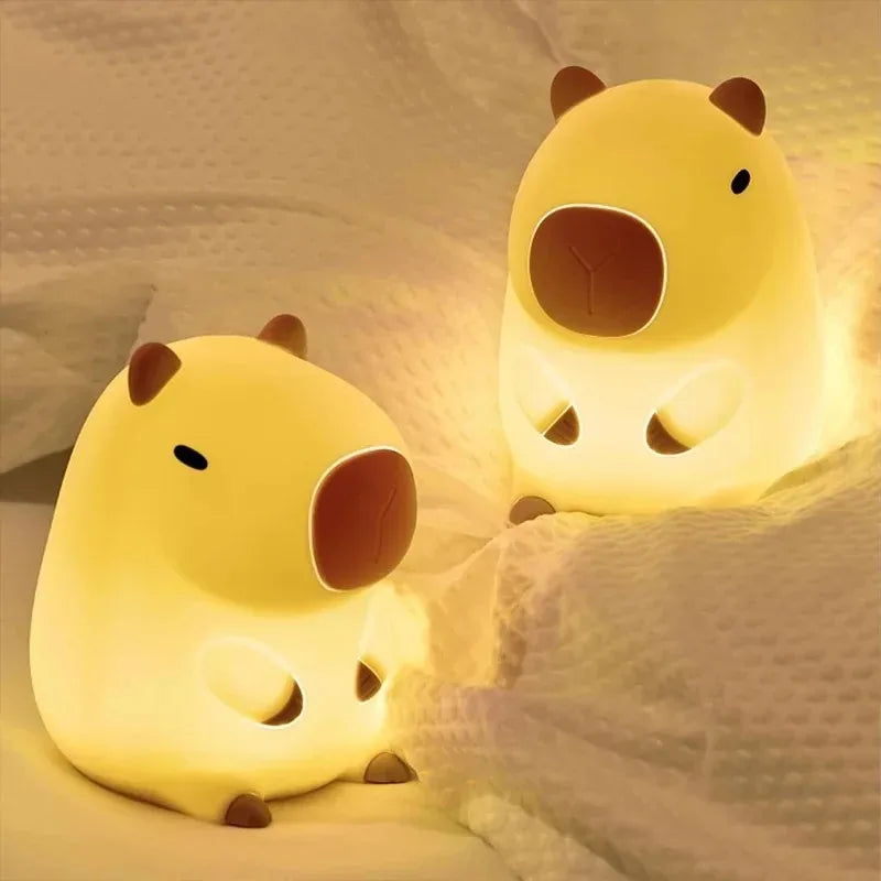 Capybara Silicone LED Night Light Bedroom Lighting Cute Decor Kids Gifts Soft Body