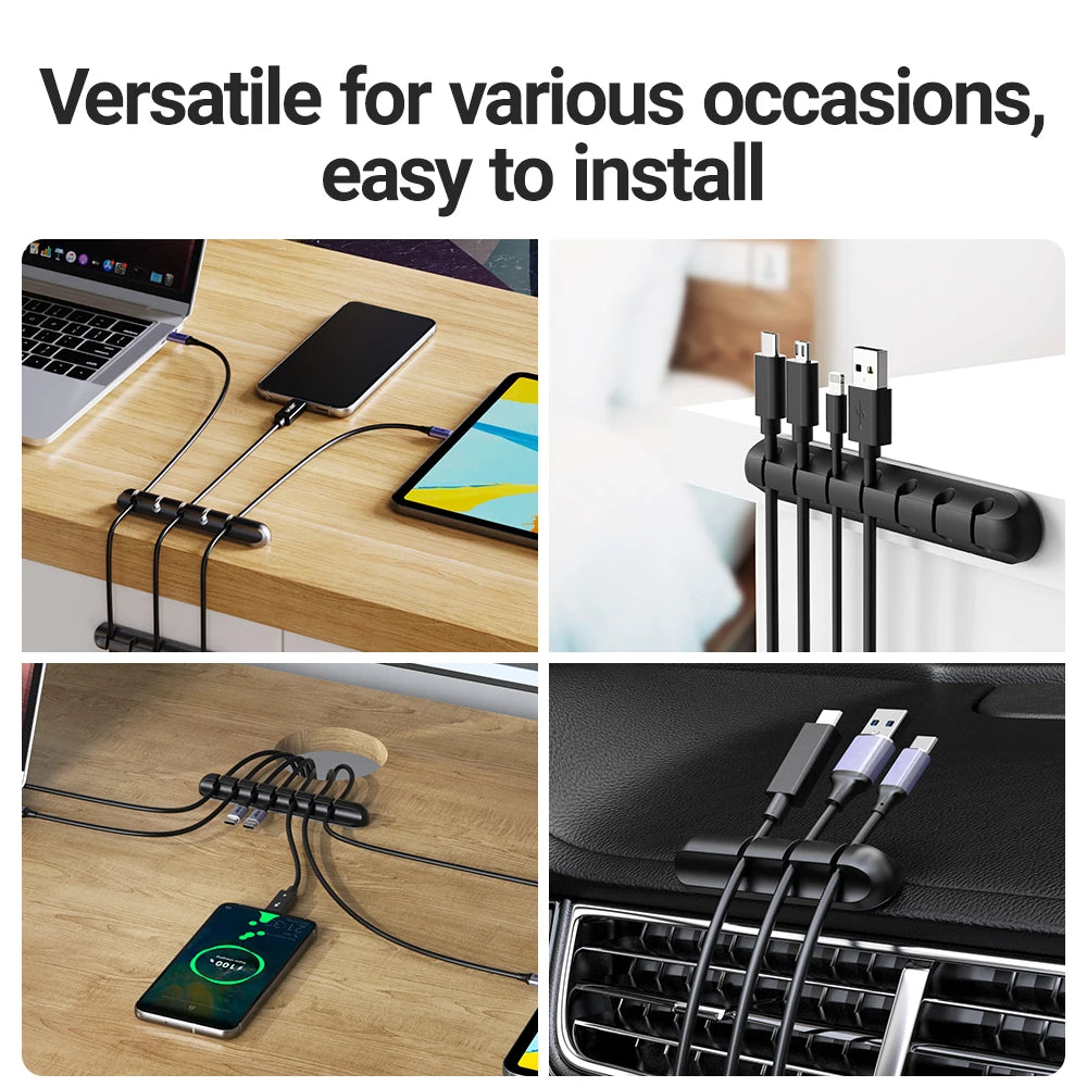 Cable Management Clips – Desk Cord Organiser for USB Cables
