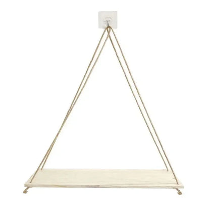 Wood Rope Hanging Wall Shelf Floating Swing Design Natural Build Display Plants and Decor