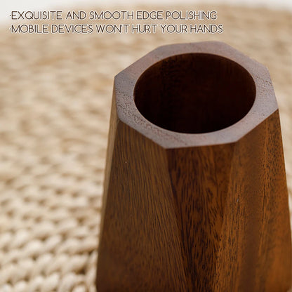 Walnut Wood Pen Pot Holder Desktop Organiser Basket Office Desk Stationery Storage Cup Pencil