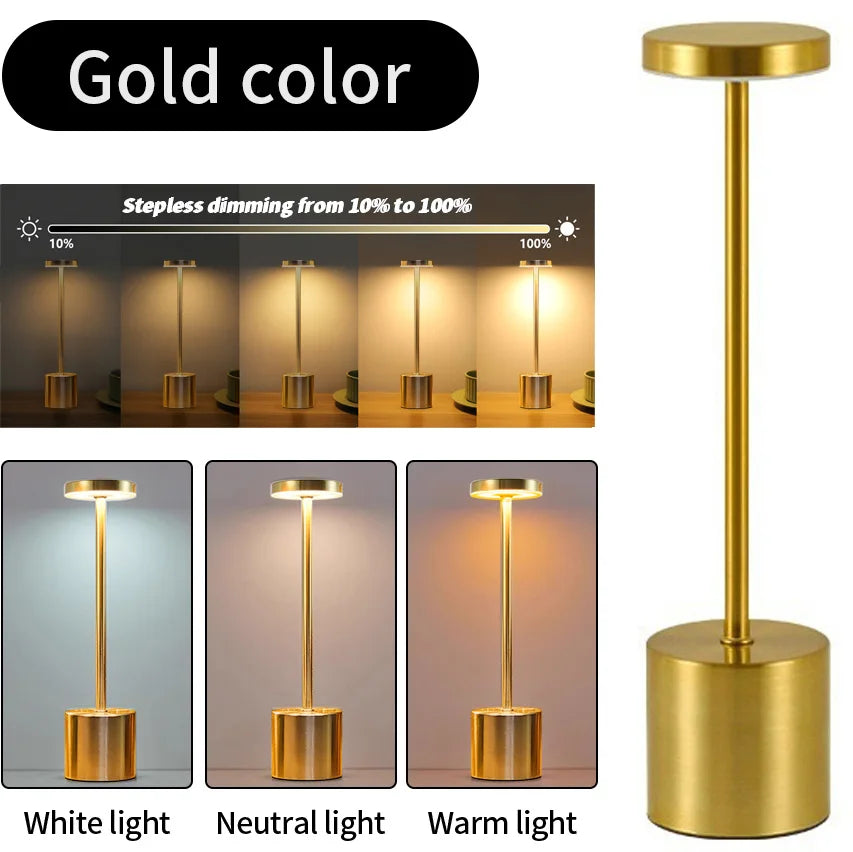 USB Rechargeable Desk Lamp – Touch Stepless Dimmer 3 Colour Modes