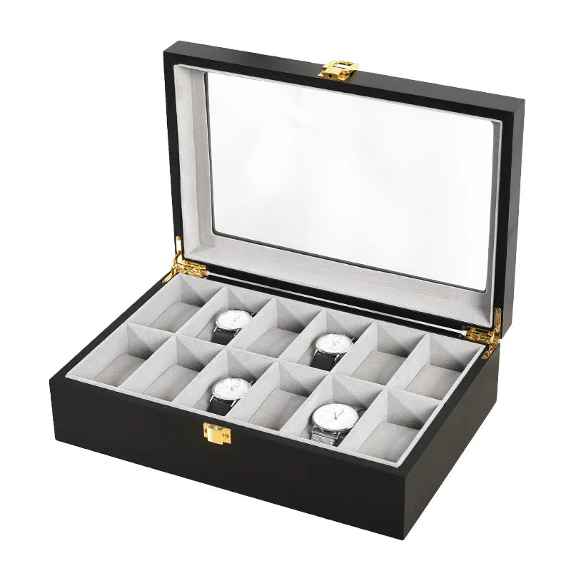 Luxury Handmade Wood 6/10/12Grids Watch Clock Box for Men and Women Jewelry Storage Packaging
