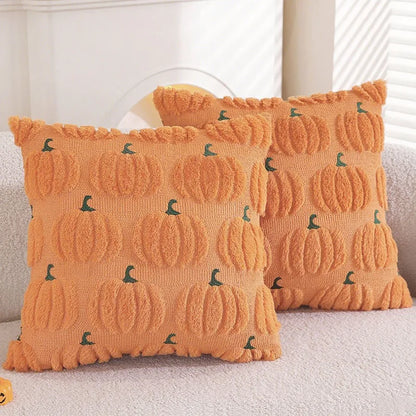 Fall Halloween Throw Pillow Covers Decorative Pumpkin Pattern Pillowcase Soft Plush Faux