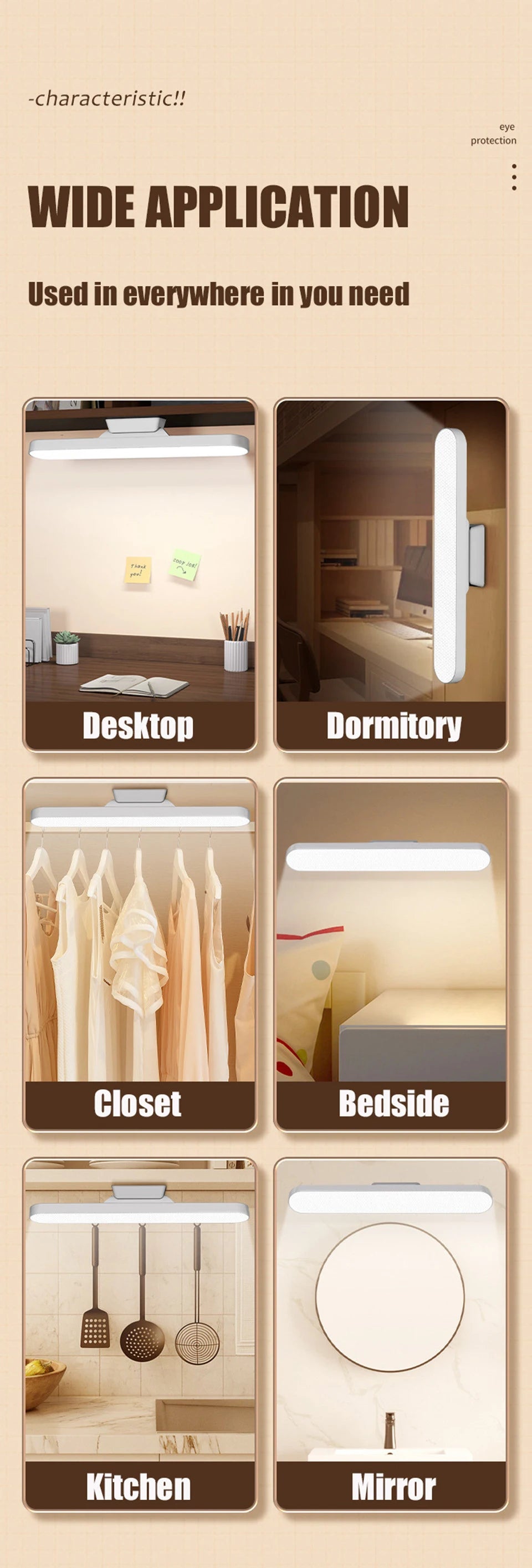 LED Magnetic Under Cabinet Light – USB Rechargeable Dimmable Strip