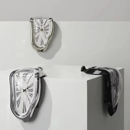 Surreal Melting Wall Clock Melted Design Silent Movement Flexible Placement