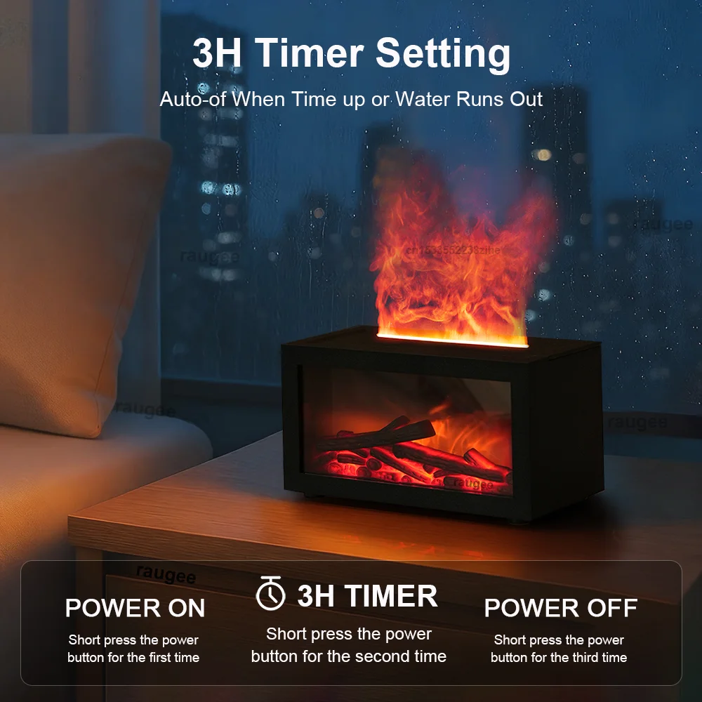 Fireplace Flame Aroma Diffuser – Desktop Aromatherapy Humidifier