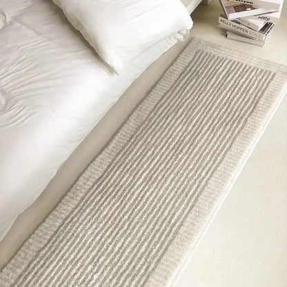 Japanese Minimalist Long Bedside Runner Rug Fluffy