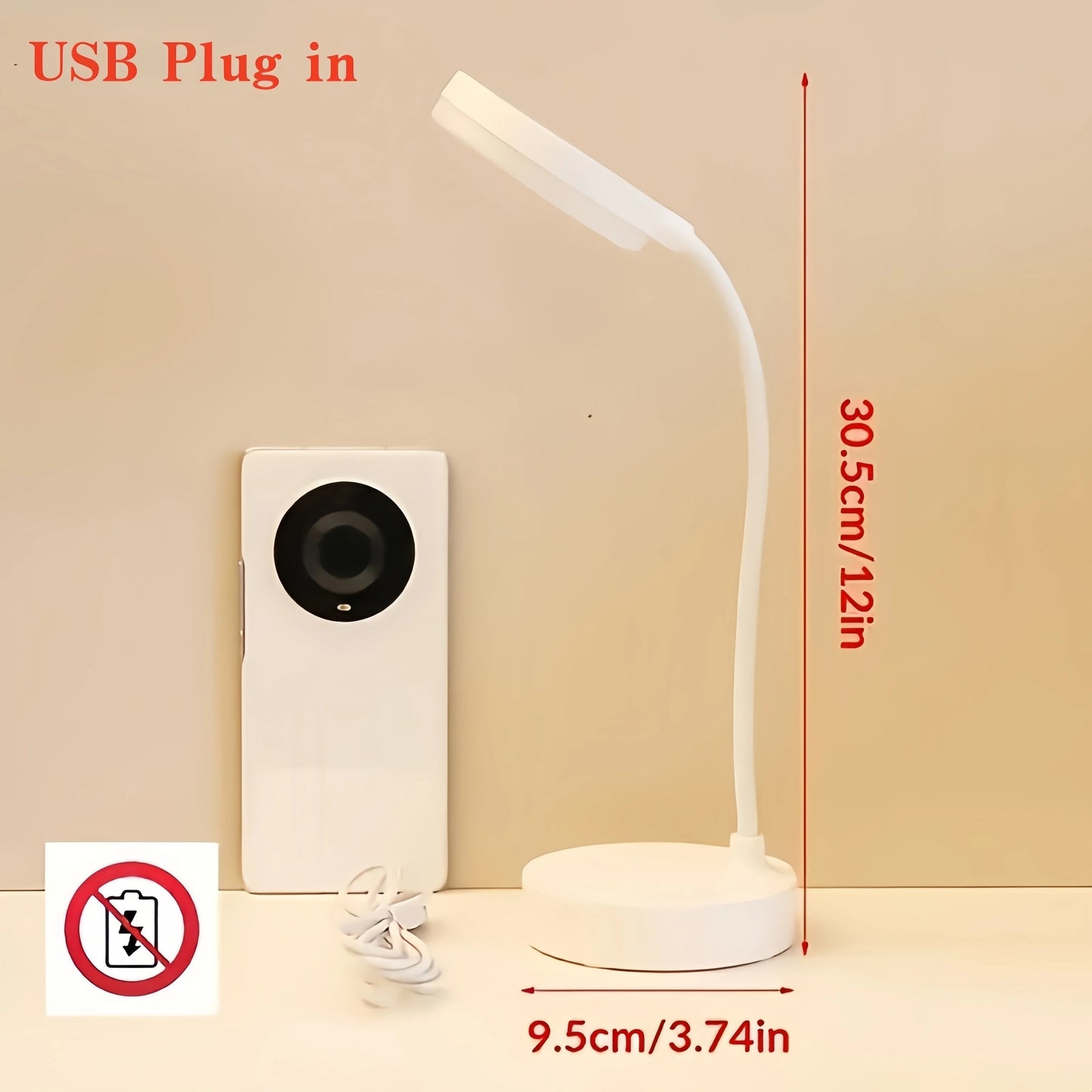 LED Gooseneck Desk Lamp – USB Touch Control 3 Brightness Levels