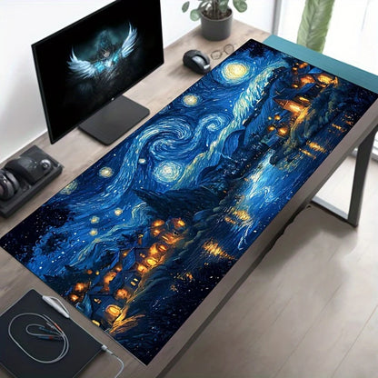 Starry Night Mouse Pad Large Non-Slip Artistic Desk Mat