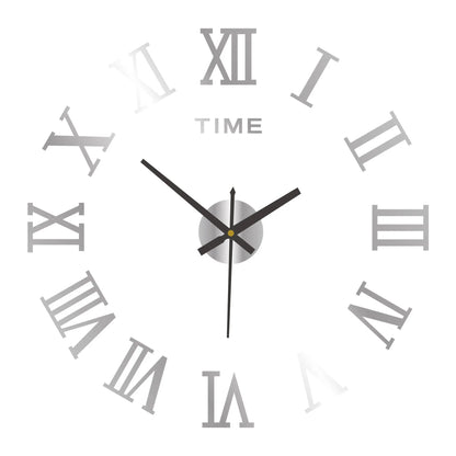 3D Acrylic Mirror Wall Clock Self-Adhesive DIY Large Round Layout Choice of Finishes