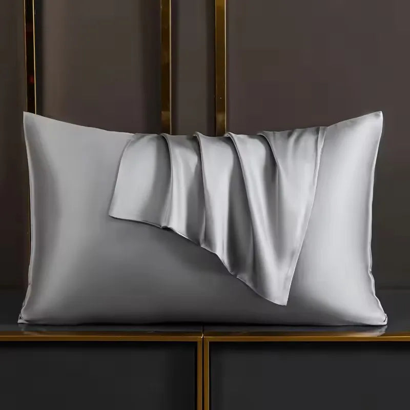 Silk Pillowcase White Black Grey Khaki Blue Pink Sliver Bed Pillow Covers Luxury Cases Home
