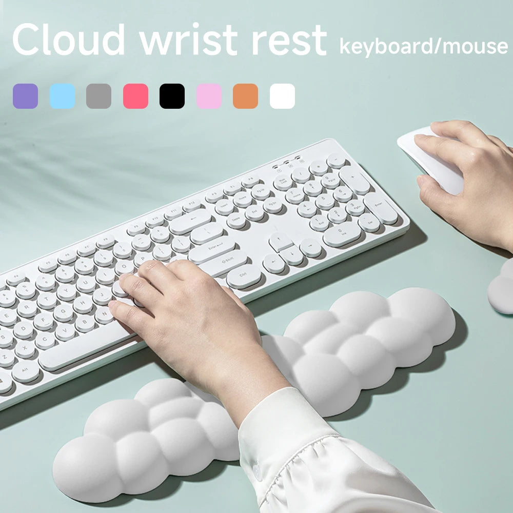 Cloud Wrist Rest Mouse Pad – Anti-Slip Ergonomic Keyboard Support
