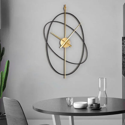 Simple Iron Wall Clock Metal Oval Clocks Home Decor Modern Design Art Silent Paint Craft Living