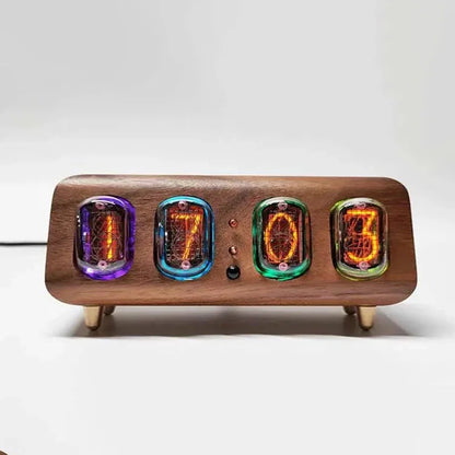 Retro Nixie Tube Digital Clock Wooden Desk RGB Bluetooth