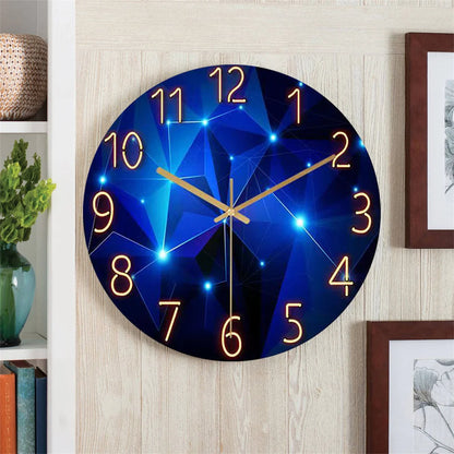 Geometric Tempered Glass Wall Clock Silent Quartz Movement Ready to Hang Bedroom Living Room