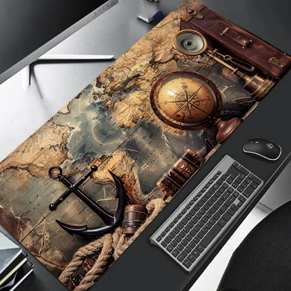 XXL Vintage Steampunk Compass Gaming Mouse Pad Large Desk Mat Non-Slip Stitched Extended Office