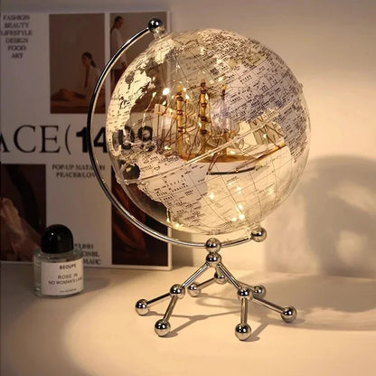 Luxury Modern Globe Ornament With Sailboat Accent Elegant Metal Sculpture For Living Room TV Stand
